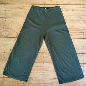 Olive Green Wide Leg Stretch Pants